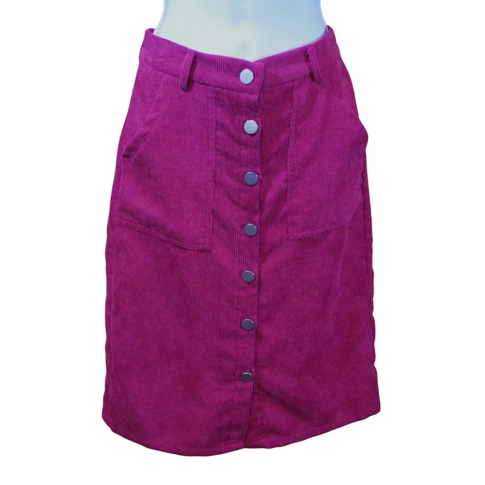 SHEIN‎ Teen Girls Brick Red Corduroy Button Front A-Line Skirt Size 10-11Y